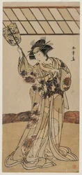 Segawa Kikunojo II som domare i en brottningsmatch, ca. sent 1770-tal.