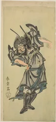 Skådespelaren Ichikawa Danzo III som Shoki the Demon-Killer i pjäsen "Date Moyo Kumo Ni Imazuma"