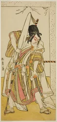 Skådespelaren Ichikawa Ebizo III som Matsuo-maru i pjäsen Sugawara Denju Tenarai Kagami, framförd på Ichimura Theatre i den sjunde månaden, 1776