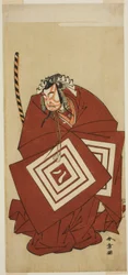 Skådespelaren Ichikawa Yaozo II som Hachio-maru Aratora i pjäsen Chigo Sakura Jusan Kane, framförd på Ichimura-teatern under den elfte månaden, 1774
