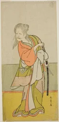 Skådespelaren Nakajima Kanzaemon III som Yaguchi no Karasu-baba i pjäsen Hono Nitta Daimyojin, framförd på Morita Theatre i den sjunde månaden, 1777