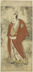 Skådespelaren Nakamura Sukegoro II som Kaminari Shokuro i Joruri "Gonin Otoko" (Fem ridderliga allmänningar), spelade som en akt i Ayatsuri Kabuki Ogi (Mastery of the Fan in Kabuki), framförd på Nakamura Theatre från den tjugonde dagen av Sjunde