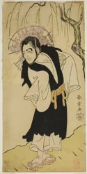 Nakamura Utaemon I som munk Seigen från Kiyomizu-templet i pjäsen Soga Moyo Aigo no Wakamatsu, uppförd på Nakamura Theatre under den tredje månaden,
