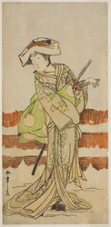 Skådespelaren Onoe Kikugoro I som Tonase i pjäsen Kanadehon Chushin Nagori no Kura, framförd på Nakamura Theatre i den nionde månaden, 1780