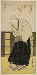 Skådespelaren Otani Hiroji III som munken Izayoibo i pjäsen Keisei Katabira ga Tsuji, framförd på Ichimura-teatern under den sjunde månaden, 1783