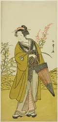 Skådespelaren Otani Tomoemon I som Otsuma i pjäsen Kabuki no Hana Bandai Soga, framförd på Ichimura-teatern den fjärde månaden, 1781