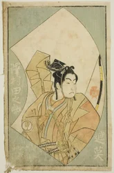 Skådespelaren Sawamura Tanosuke I, från "A Picture Book of Stage Fans (Ehon butai ogi)"