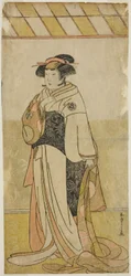 Yamashita Kinsaku II som Lady Manko (Manko Gozen) i pjäsen Hatsumombi Kuruwa Soga, som spelades på Nakamura Theatre under den första månaden,