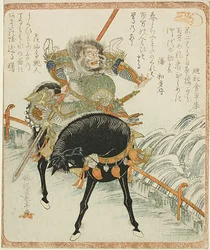 Chohi (Zhang Fei) på svart häst