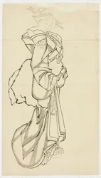 Walking Courtesan (studie), ca 1815-1849 (bläck på papper