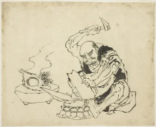 Zen Monk Brinnande Bild av Buddha (T