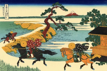 36 vues du Mont Fuji, Japan : vue du village de Sekiya sur la riviere Sumida, Japon - Estampe de Katsushika Hokusai (1760-1849) (ecole ukiyo-e) 1830-1833 State A Pushkin Museum of Fine Arts, Moscou