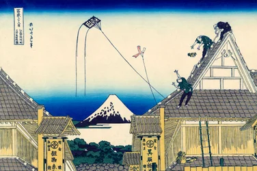 En skiss över Mitsui-butiken i Suruga i Edo, 1830-1833.
