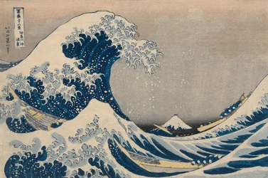 Beneath the Waves utanför Kanagawa, även känd som The Great Wave, från serien Thirty-Six Views of Mount Fuji