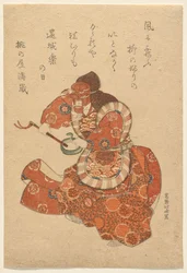 Bugaku-dansare i en Genjōraku-roll