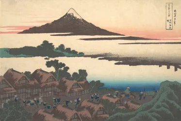 Dawn at Isawa i Kai-provinsen Koshu Isawa no akatsuki, från serien Thirty-six..., ca. 1830-32.