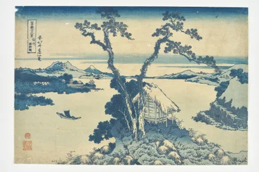Suwa-sjön i provinsen Shinshū ur serien ”36 vyer av berget Fuji”