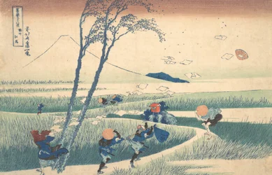 Ejiri i Surugaprovinsen Sunshu Ejiri, från serien Thirty-six Views of Mount ..., ca. 1830-32.