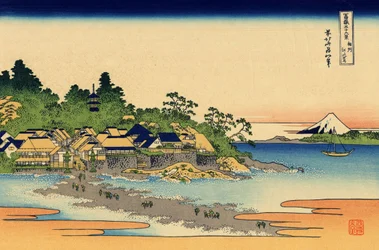 Enoshima i Sagami-provinsen, ca 1830 (träblockstryck)