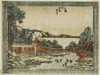 Evening Bell at Mii (Mii no bansho), från serien Eight Views of Omi in Etching Style (Doban Omi hakkei)