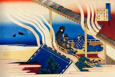 Från serien Hundred Poems by One Hundred Poets: Fujiwara no Yoshitaka, c1830.