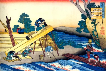 Från serien Hundred Poems by One Hundred Poets: Harumichi no Tsuraki, c1830.