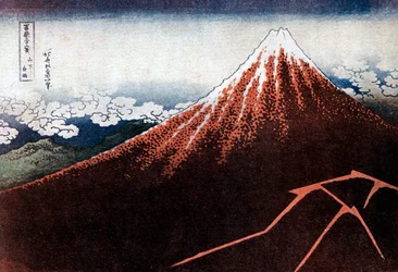 Fuji ovanför blixten, c1823.