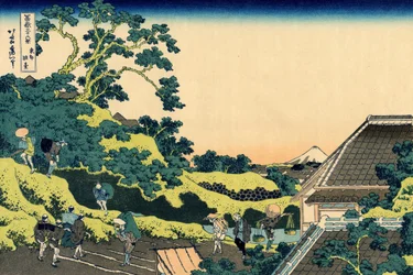 Fuji från Mishima-passet, Edo, ca 1830 (träblockstryck)