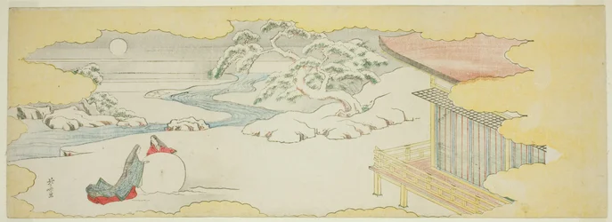 Illustration av Blåklockan (Asagao), kapitel 20 i Sagan om Genji (Genji monogatari)