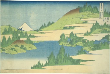 Hakonesjön i provinsen Segami, ur serien ”De trettiosex vyerna av berget Fuji”
