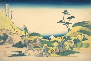 Lower Meguro Shimo Meguro, från serien Thirty-six Views of Mount Fuji Fugaku..., ca. 1830-32.