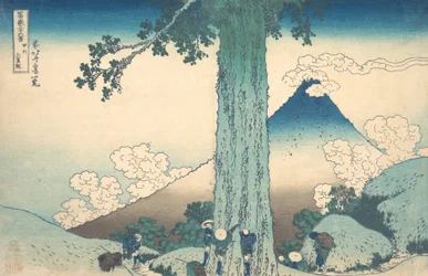 Mishima Pass i Kai-provinsen Koshu Mishima goe, från serien Thirty-six Views ..., ca. 1830-32.