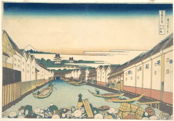 Nihonbashi i Edo (Edo Nihonbashi), ur serien ”De trettiosex vyerna av berget Fuji” (Fugaku sanjūrokkei)