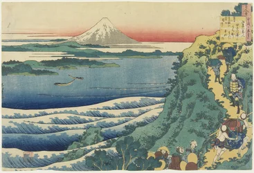 Dikt av Yamabe no Akahito, från Hundra dikter förklarade av sjuksköterskan, c.1839 (träblock i färg)