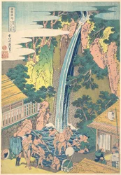 Rōben-vattenfallet vid Ōyama i Sagami-provinsen (Sōshū Ōyama Rōben no taki), ur serien ”En rundtur bland vattenfall i olika provinser” (Shokoku taki meguri)