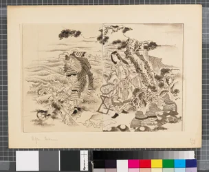 Scener från kriget mellan Japan och Korea, slutet av 1700-talet - första hälften av 1800-talet (tusch och lavering på papper)