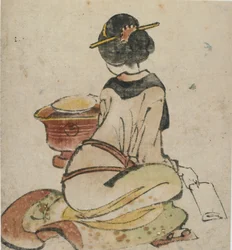 Sittande figur av en kvinna, sent 1700-tidigt 1800-tal.