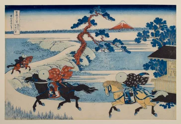 Byn Sekiya vid floden Sumida, ur serien ”De trettiosex vyerna av berget Fuji”