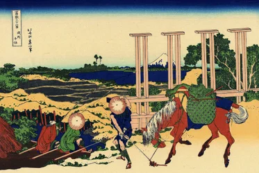 Senju i Musachi-provinsen, ca 1830 (träblockstryck)