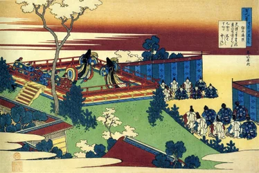 Serie av cent dikter de cent poetes: ""Henjo"" Estampe de Katsushika Hokusai (1760-1849) (ecole ukiyo-e) vers 1830 State Hermitage Saint Petersbourg