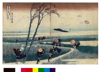 Serie med 36 vyer av berget Fuji: vy över Ejiri i Suruga-provinsen, Japan - Tryck av Katsushika Hokusai (1760-1849) (ukiyo-e skola) 1830 State Hermitage Saint Petersburg Ryssland