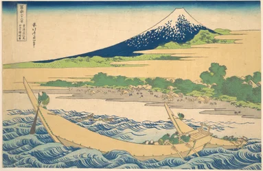Tago-bukten nära Ejiri längs Tōkaidō (Tōkaidō Ejiri Tago no ura ryaku zu), ur serien ”De trettiosex vyerna av berget Fuji” (Fugaku sanjūrokkei)