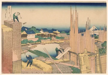 Pastor Tachikawa på Honjo (Honjo Tachikawa), från serien "Mr. Tyrty x Views of Momo Unt Fuji (Fugaku Kasaju Rokukatsu)"