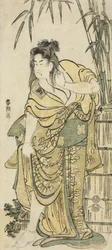 Skådespelaren Ichikawa Komazo as a Woman with Disheveled Hair, ca 1791