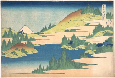 Sjön vid Hakone i provinsen Sagami (Sōshū Hakone kosui), ur serien ”De trettiosex vyerna av berget Fuji” (Fugaku sanjūrokkei)
