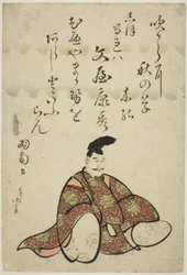 Poeten Bunya no Yasuhide, från serien Six Immortal Poets (Rokkasen)