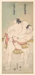 Sumo-brottarna Wadagahara Jinshirō och Kachōzan Gorokichi