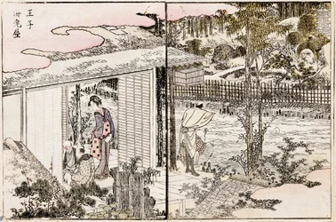 Restaurangen Ebiya i Oji. Från serien Pleasures in the Eastern Capital, 1802.