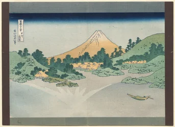 Trettiosex vyer över Fuji-berget: Misaka-sjöns yta i Kai-provinsen, tidigt 1830-tal