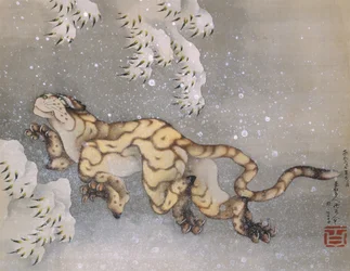 Tiger i snöstorm